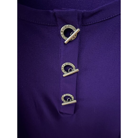 89th + Madison Women’s 2X Purple Short Sleeve Top with Rhinestone Toggle Accents - Picture 3 of 5